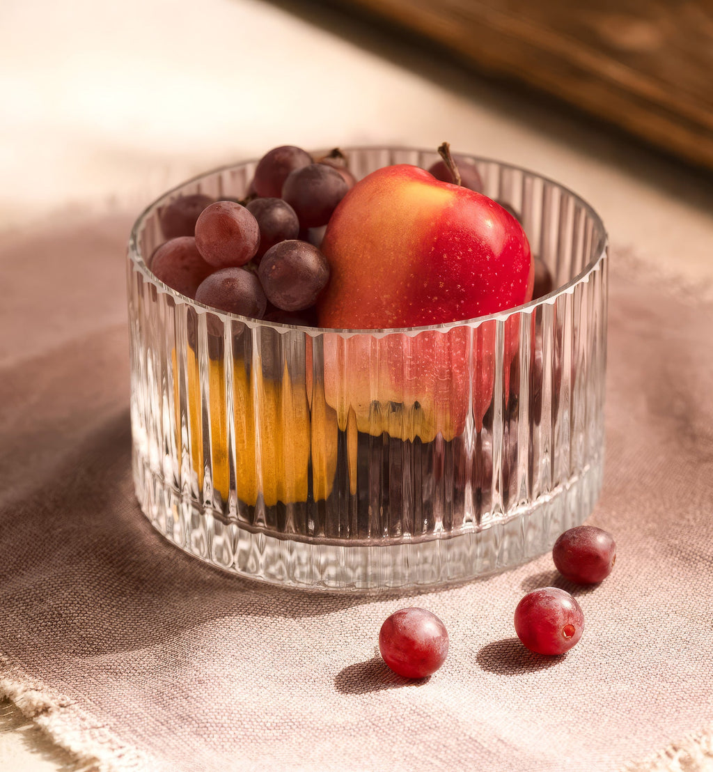 Ribbed Serving Bowl, Clear, 16 cm