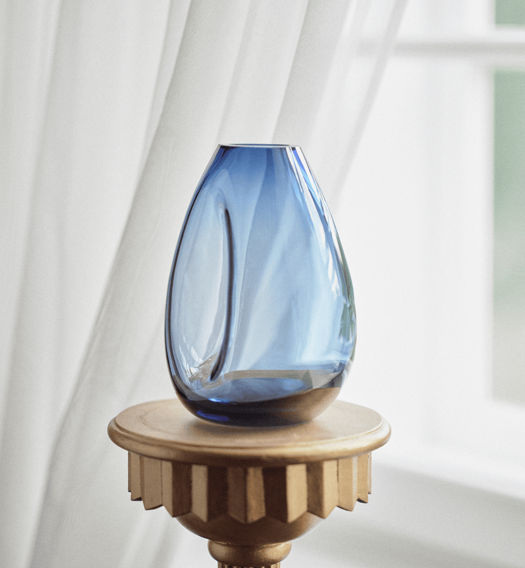 Flow Vase, Navy, 20 cm