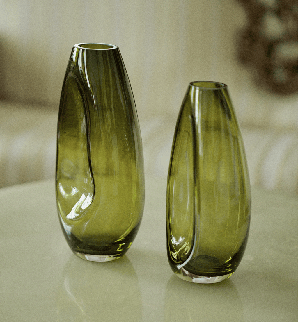 Flow Vase, Olive, 28 cm