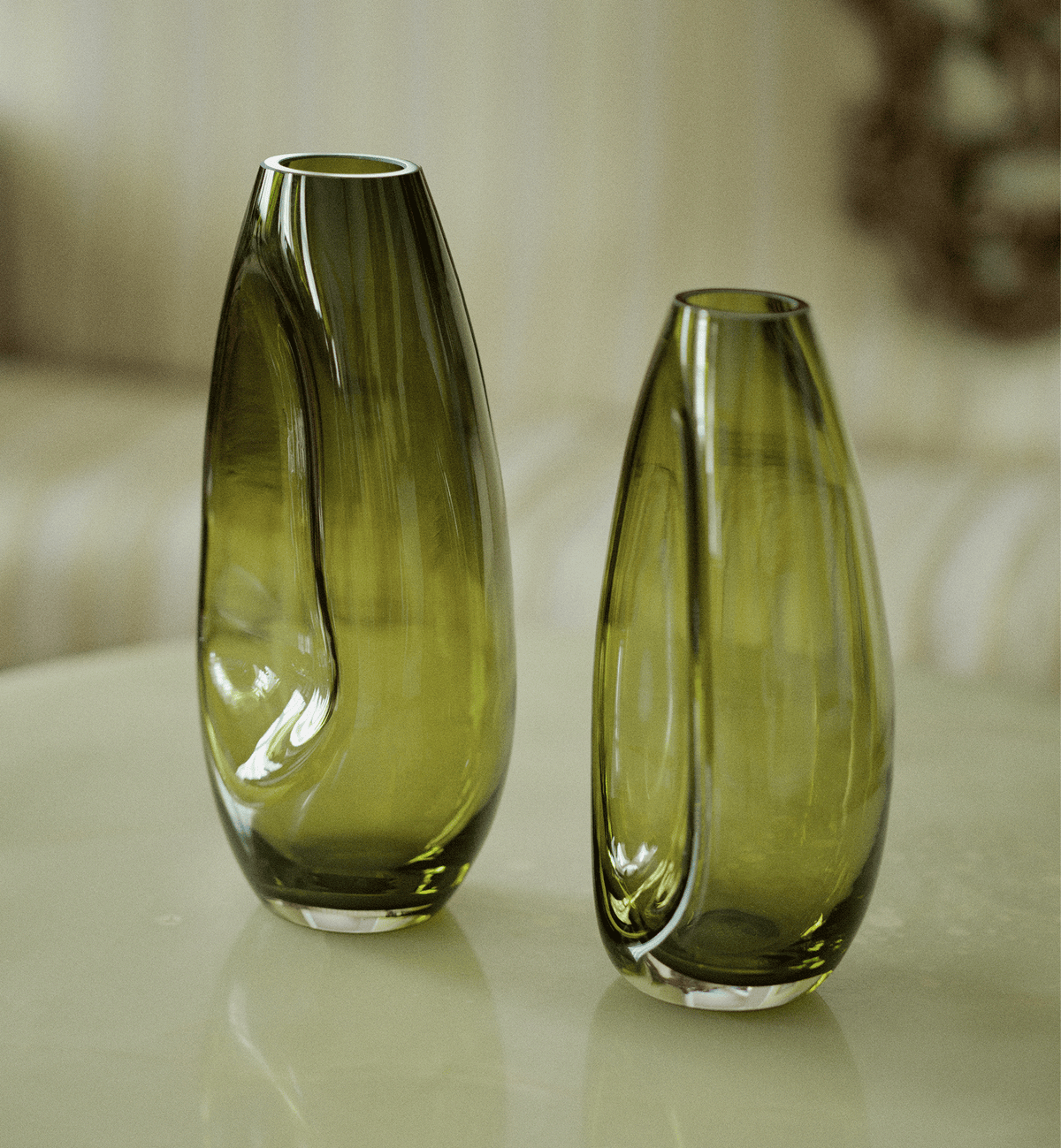 Flow Vase, Olive, 28 cm