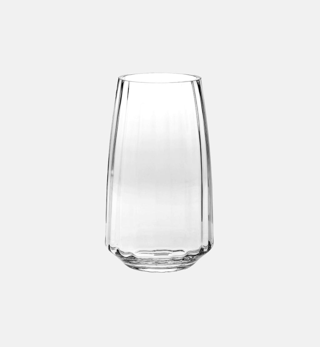 Ribbed Vase, Clear, 28 cm