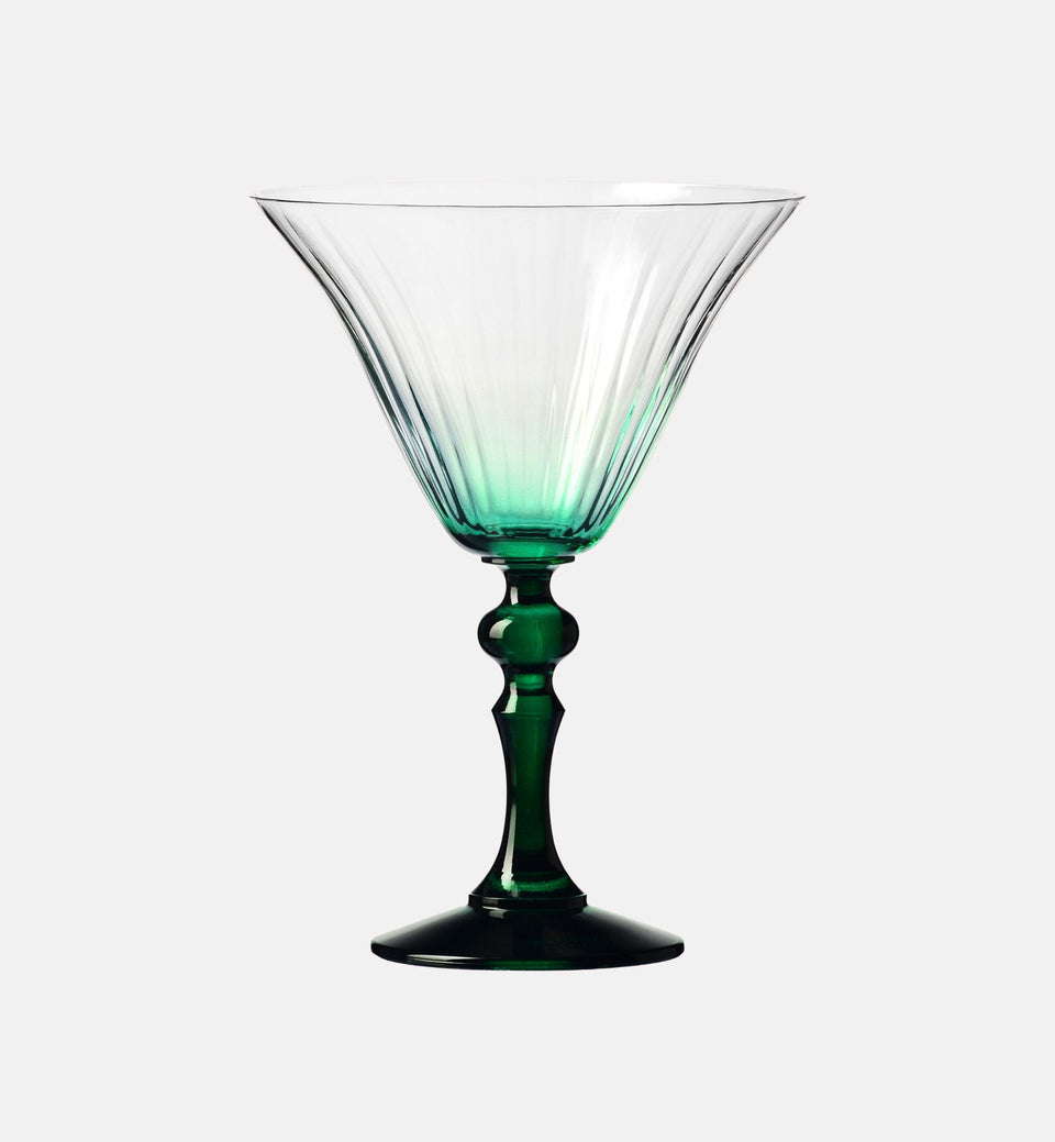 Cieniowane kieliszki do martini z ciemnozieloną nóżką 170 ml