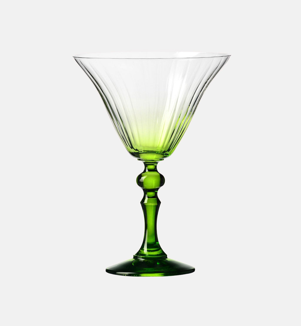 Cieniowane kieliszki do martini z zieloną nóżką 170 ml
