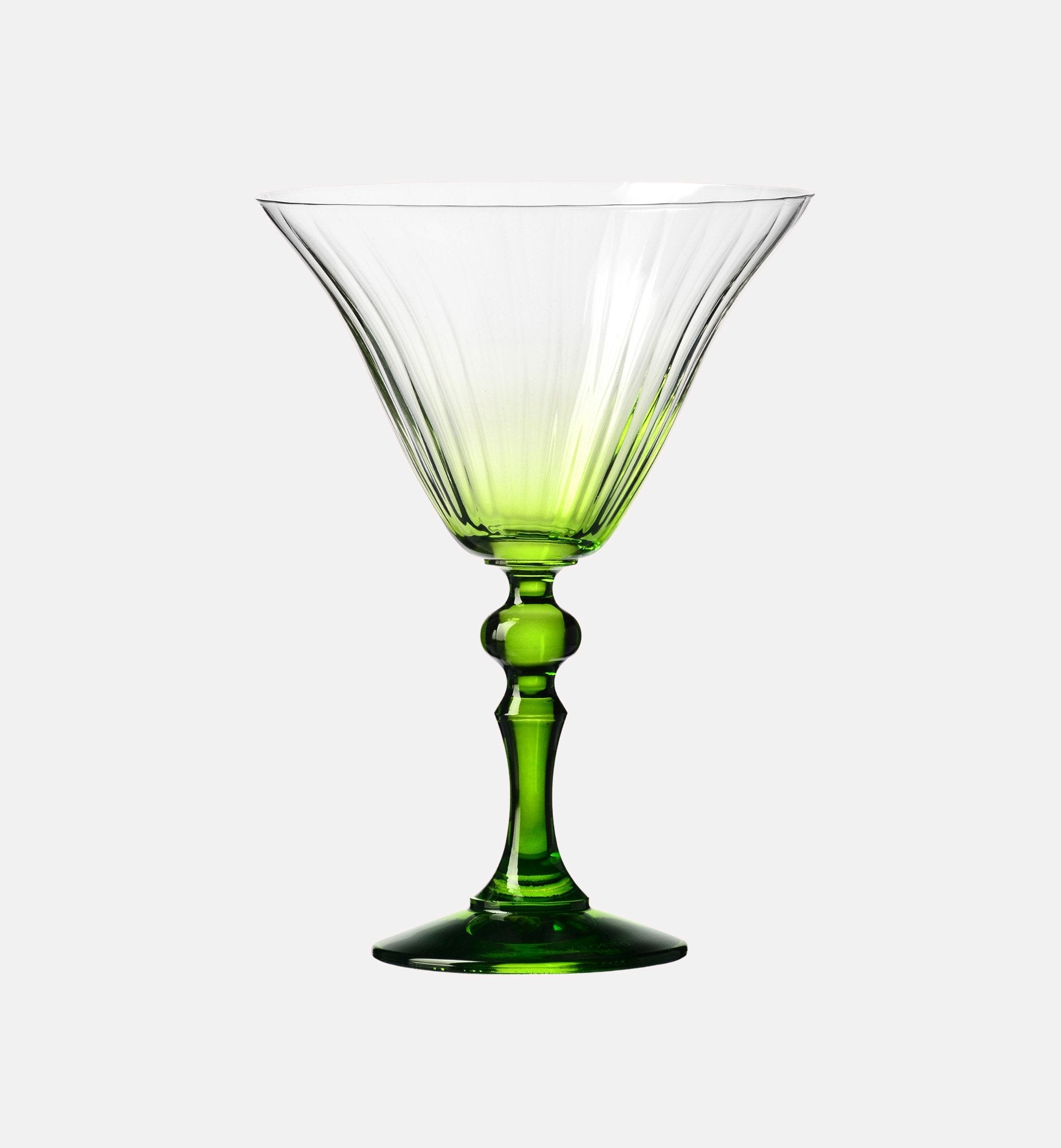 Cieniowane kieliszki do martini z zieloną nóżką 170 ml