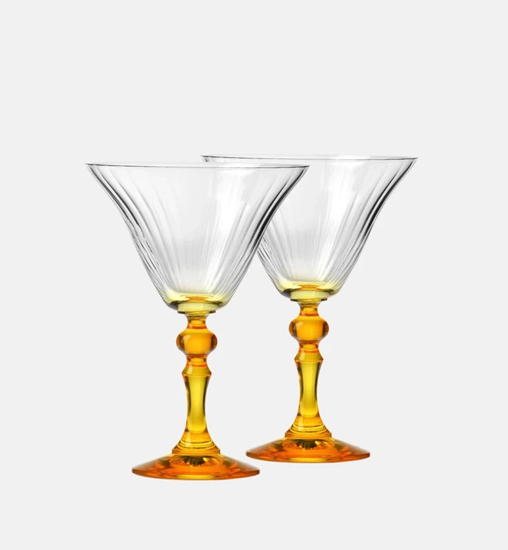 Cieniowane kieliszki do martini z żółtą nóżką 170 ml