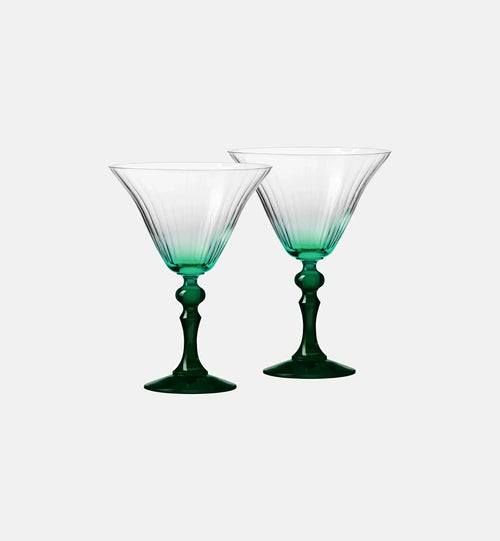 Cieniowane kieliszki do martini z ciemnozieloną nóżką 170 ml