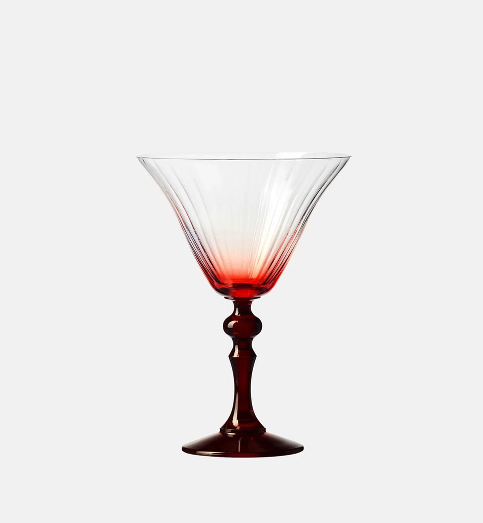 Cieniowane kieliszki do martini z czerwoną nóżką 170 ml