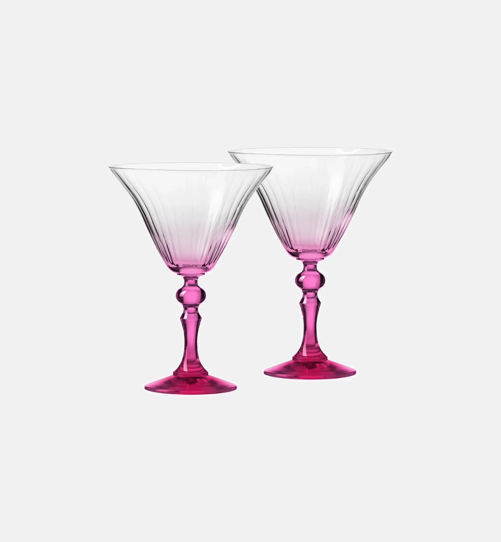 Cieniowane kieliszki do martini z różową nóżką 170 ml