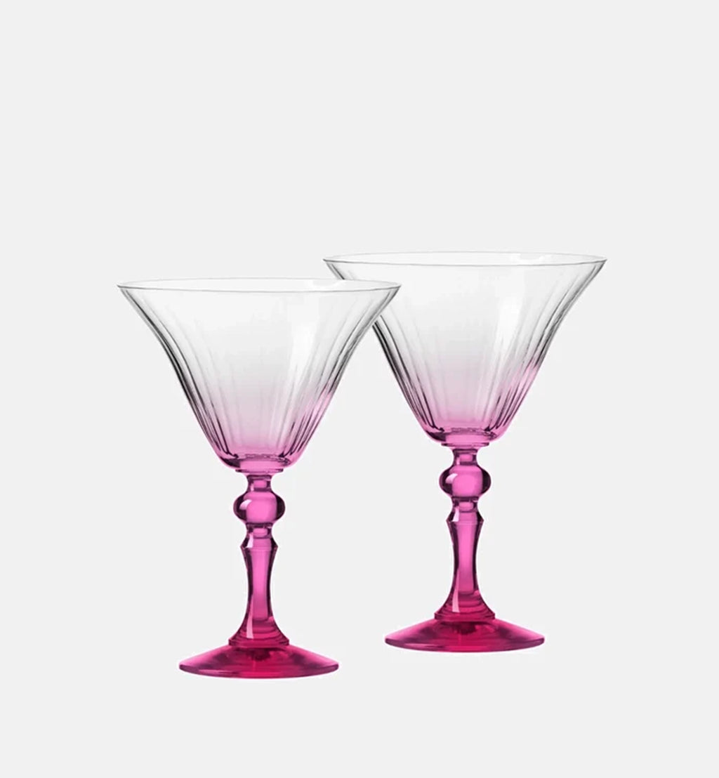 Cieniowane kieliszki do martini z różową nóżką 170 ml
