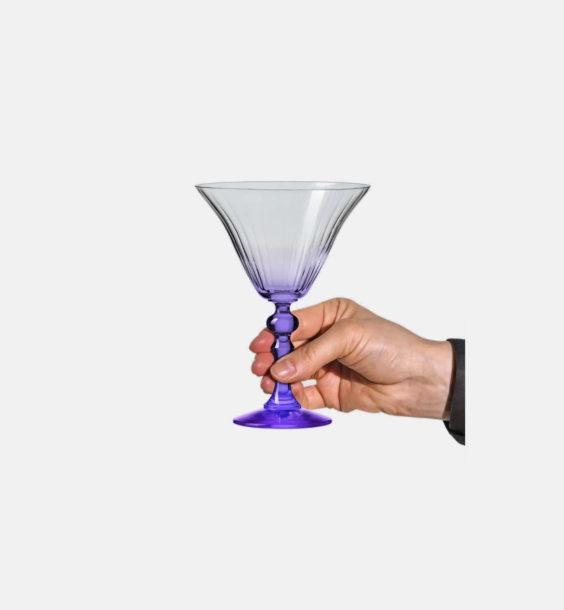 Cieniowane kieliszki do martini z fioletową nóżką 170 ml