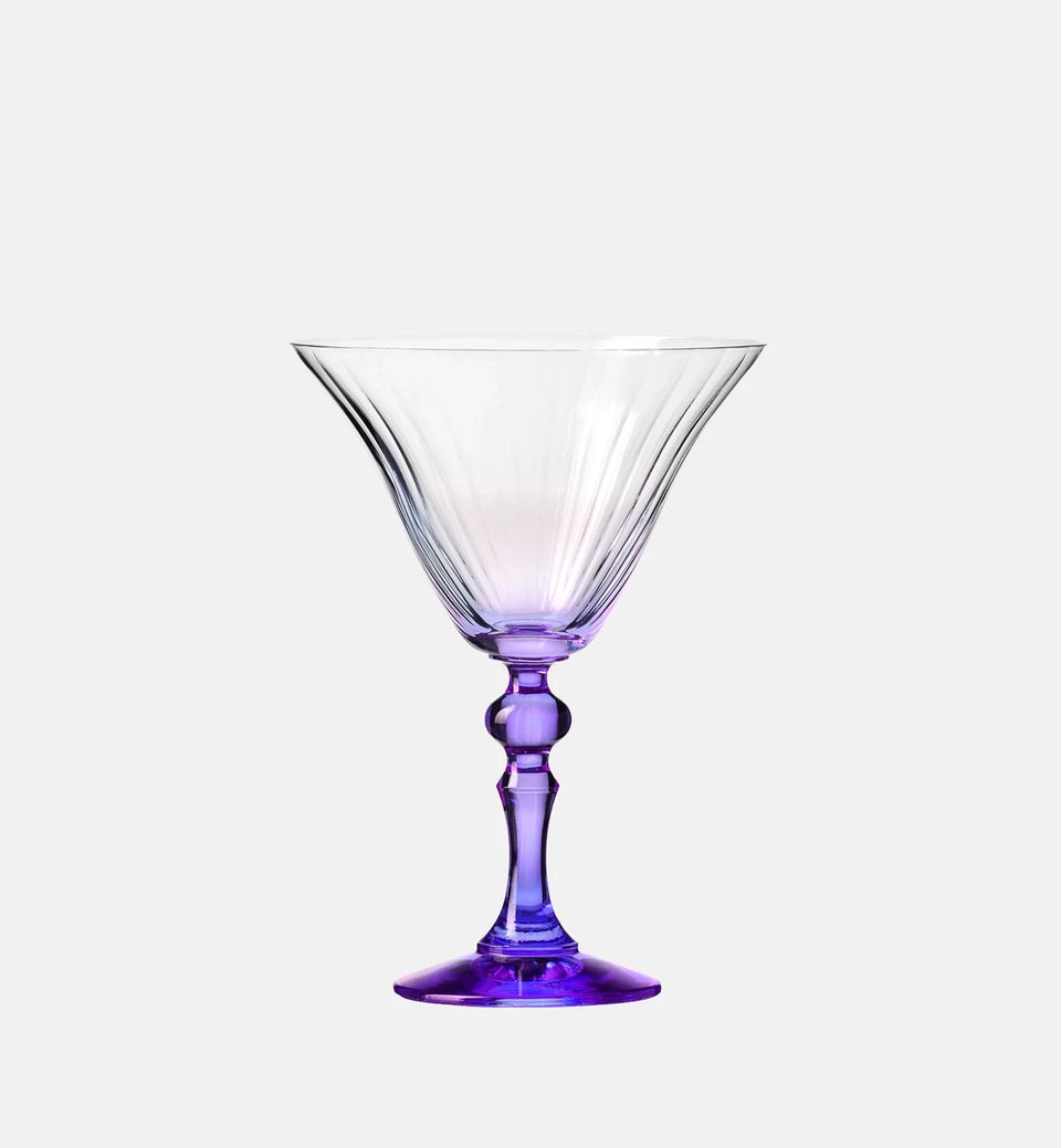 Cieniowane kieliszki do martini z fioletową nóżką 170 ml