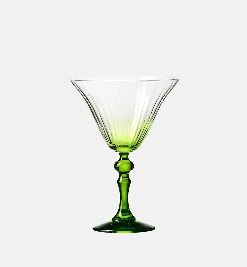 Cieniowane kieliszki do martini z zieloną nóżką 170 ml