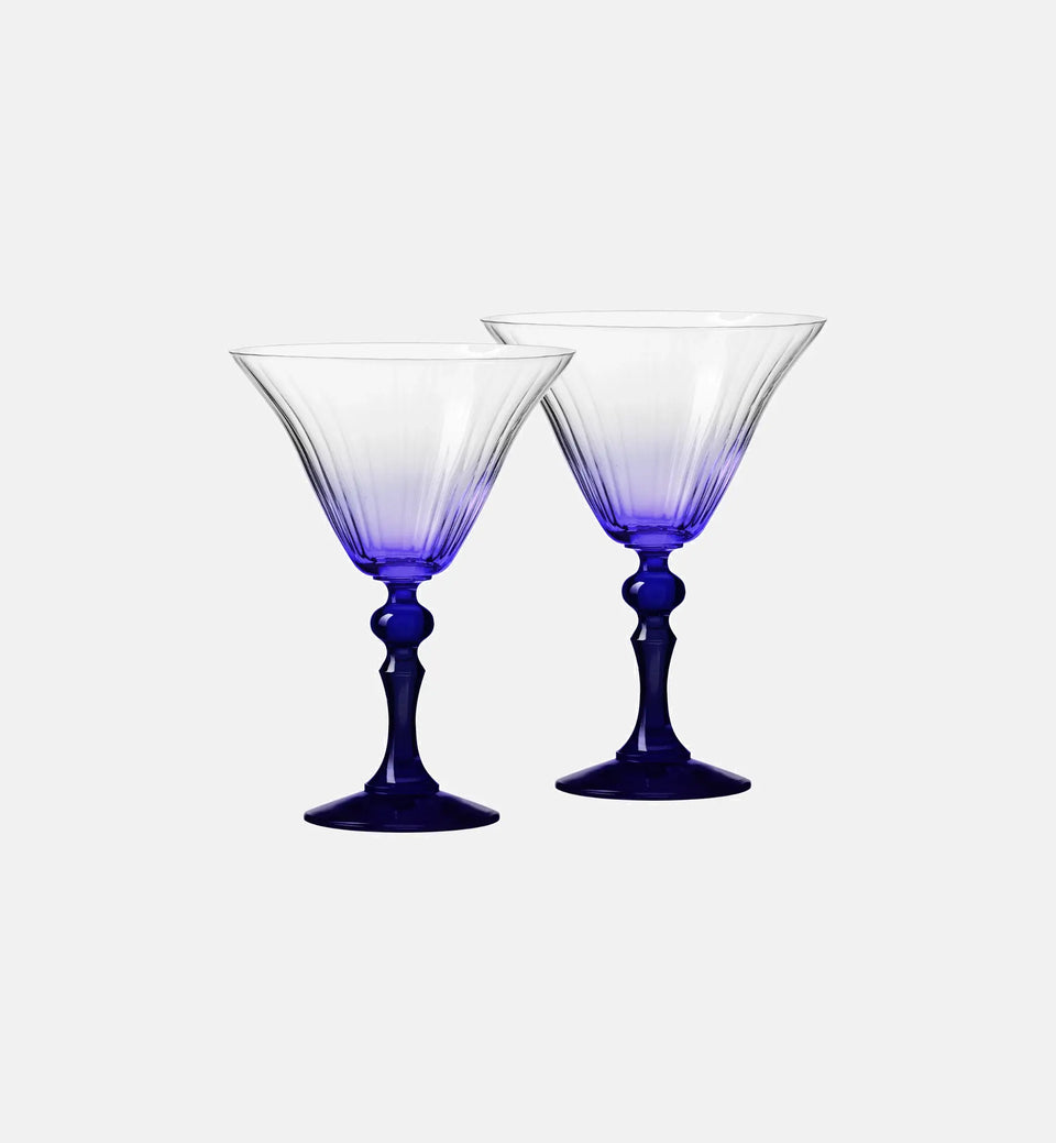 Cieniowane kieliszki do martini z granatową nóżką 170 ml