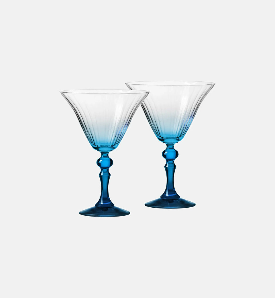 Cieniowane kieliszki do martini z niebieską nóżką 170 ml