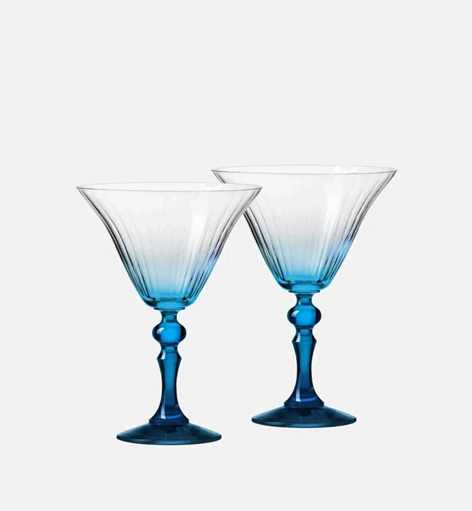 Cieniowane kieliszki do martini z turkusową nóżką 170 ml
