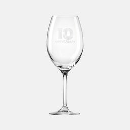 Zdobiony kieliszek do wina z napisem 10 ANNIVERSARY, 10 ROCZNICA 480 ml