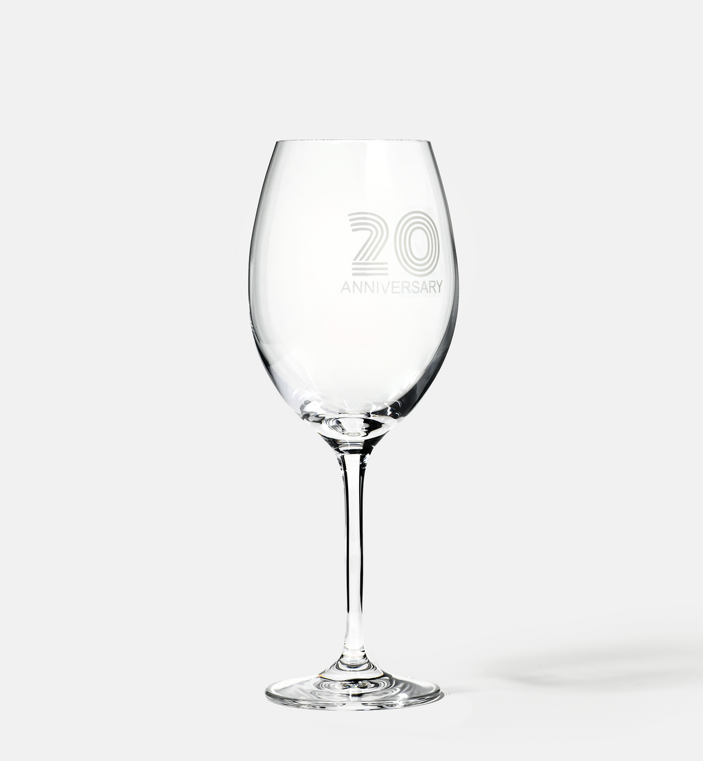 Zdobiony kieliszek do wina z napisem 20 ANNIVERSARY, 20 ROCZNICA 480 ml