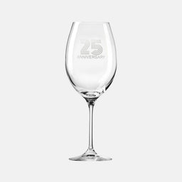 Zdobiony kieliszek do wina z napisem 25 ANNIVERSARY, 25 ROCZNICA 480 ml