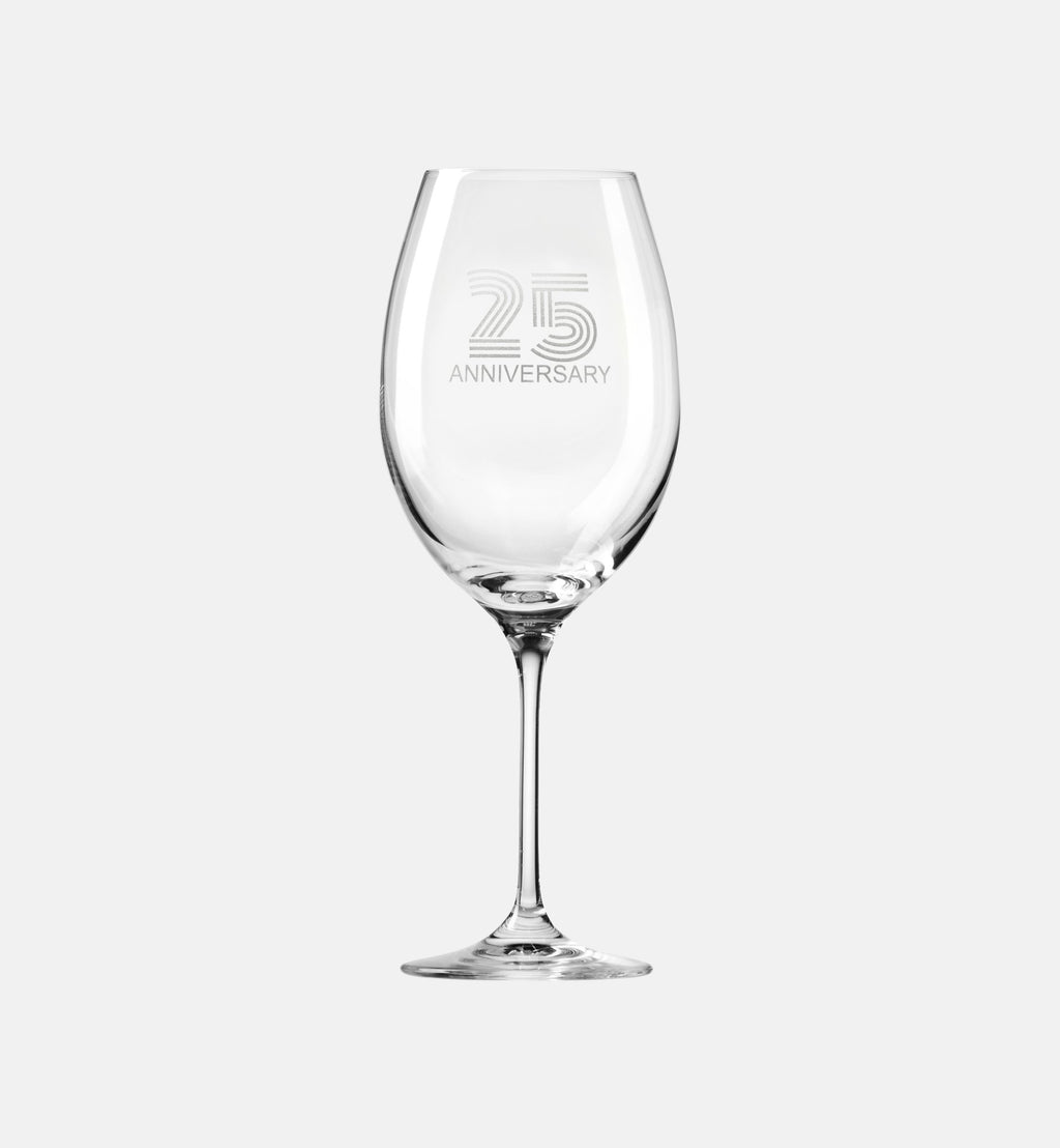 Zdobiony kieliszek do wina z napisem 25 ANNIVERSARY, 25 ROCZNICA 480 ml