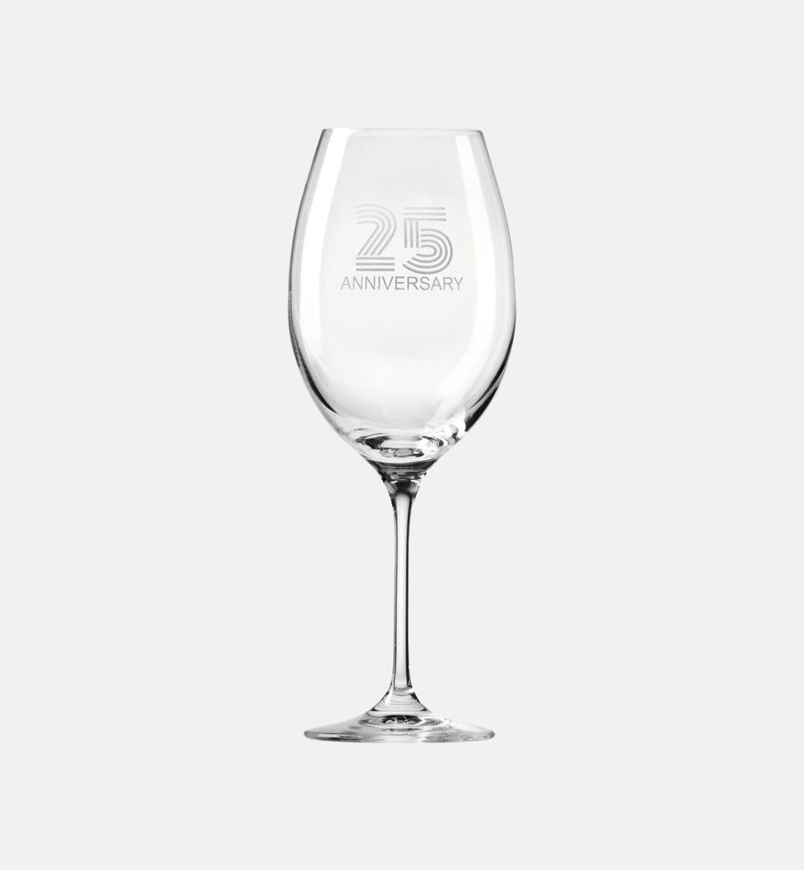 Zdobiony kieliszek do wina z napisem 25 ANNIVERSARY, 25 ROCZNICA 480 ml