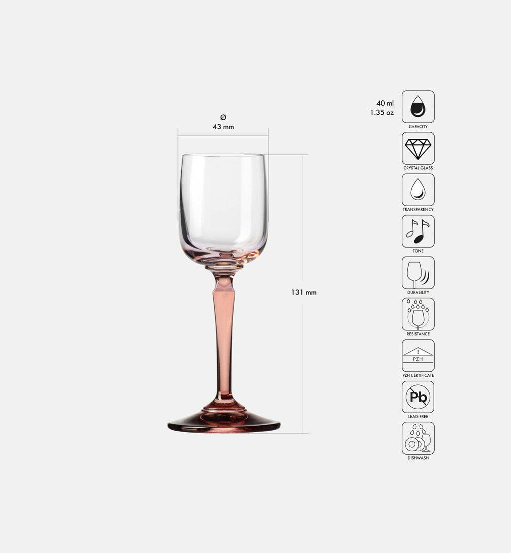 Vodka Glasses with Pink Stem, 40 ml