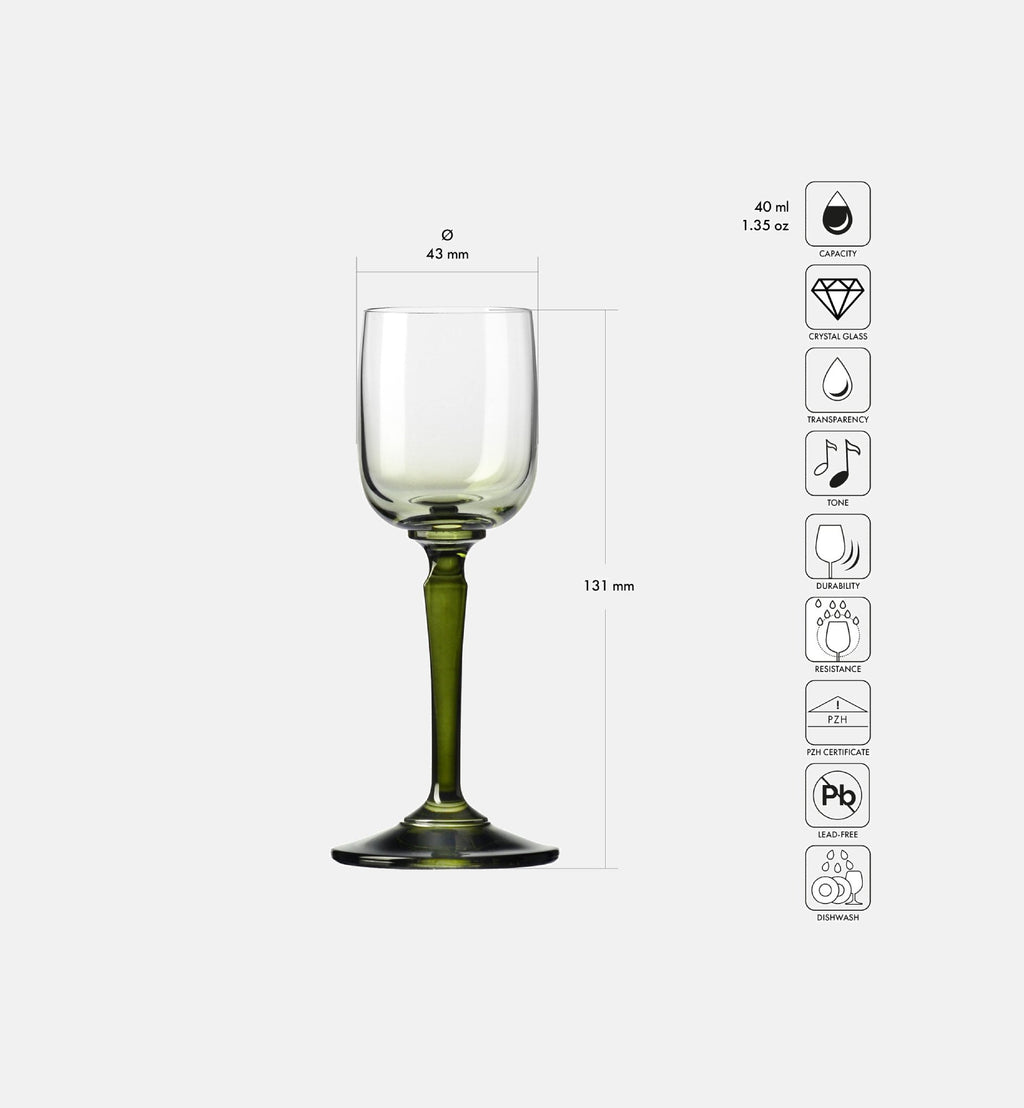 Kieliszki do wódki z zieloną nóżką 40 ml