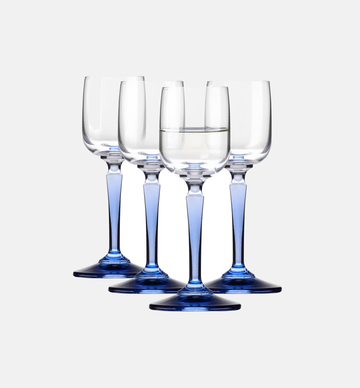 Wodkagläser mit saphirblauem Stiel, 40 ml