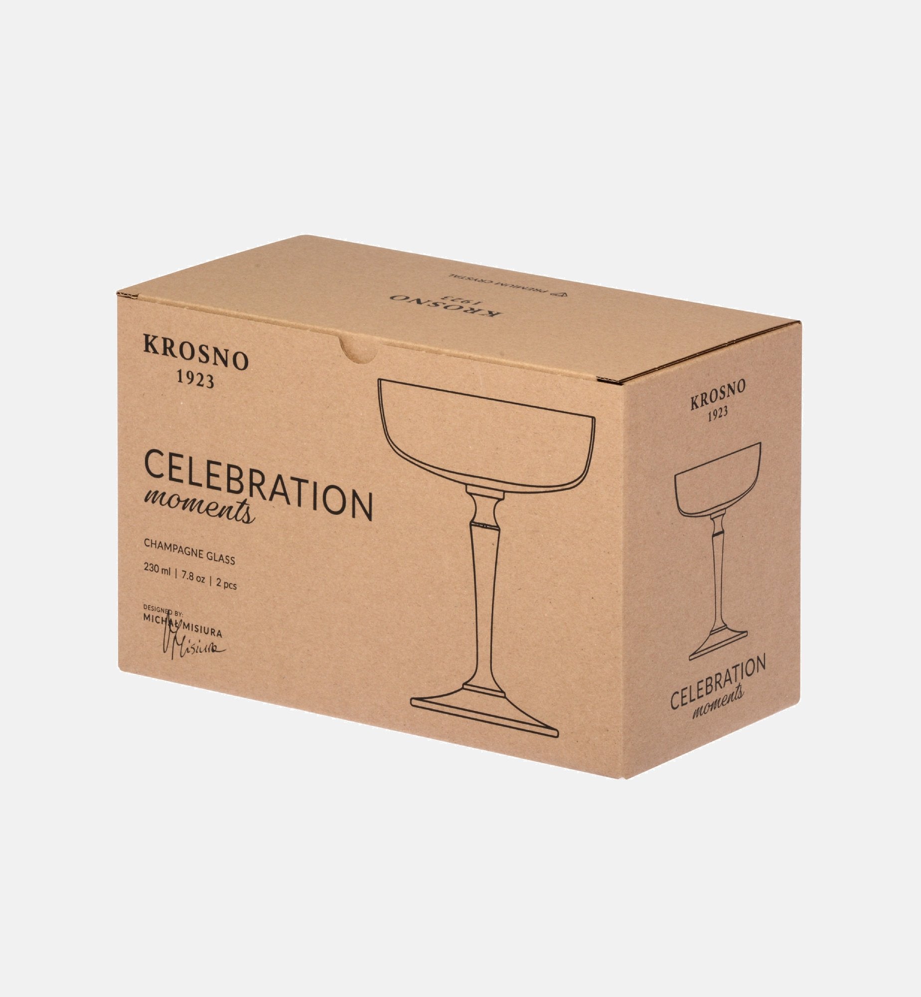 Champagne Glasses with Pink Stem, 230 ml