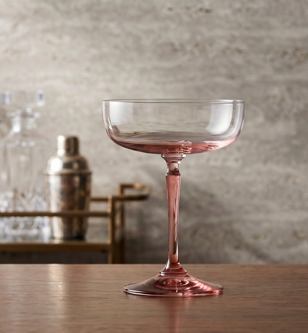 Champagne Glasses with Pink Stem, 230 ml