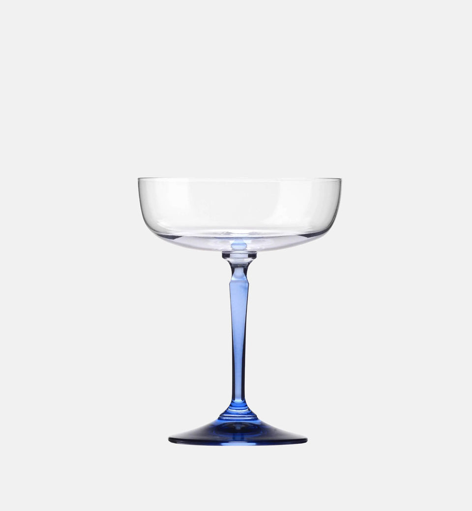 Sektgläser mit saphirblauem Stiel, 230 ml