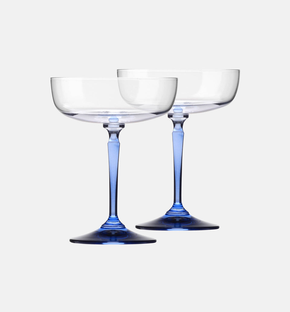 Sektgläser mit saphirblauem Stiel, 230 ml