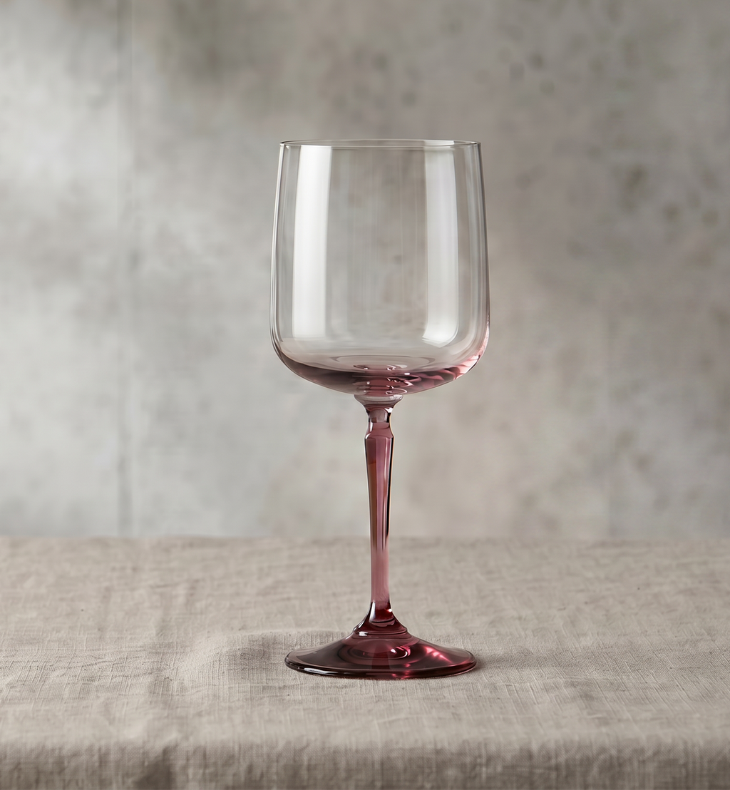 Wine Glasses with Pink Stem, 360 ml