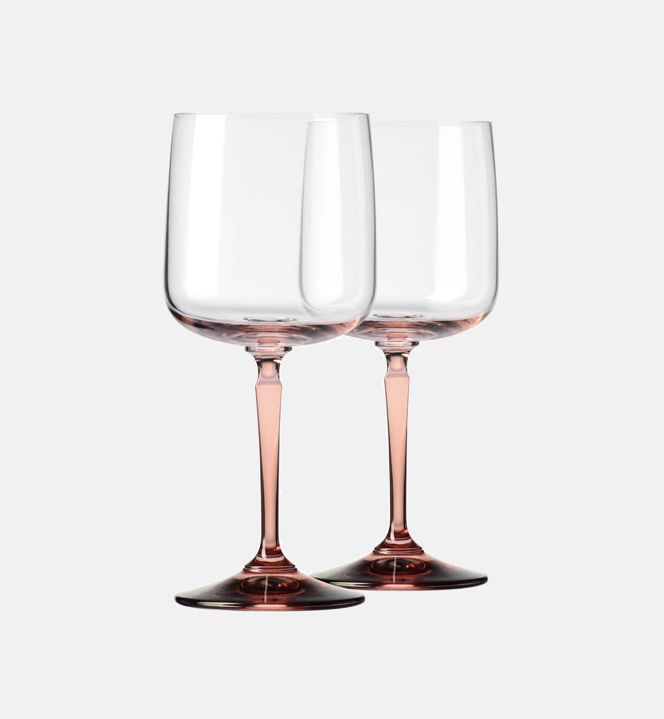 Wine Glasses with Pink Stem, 360 ml