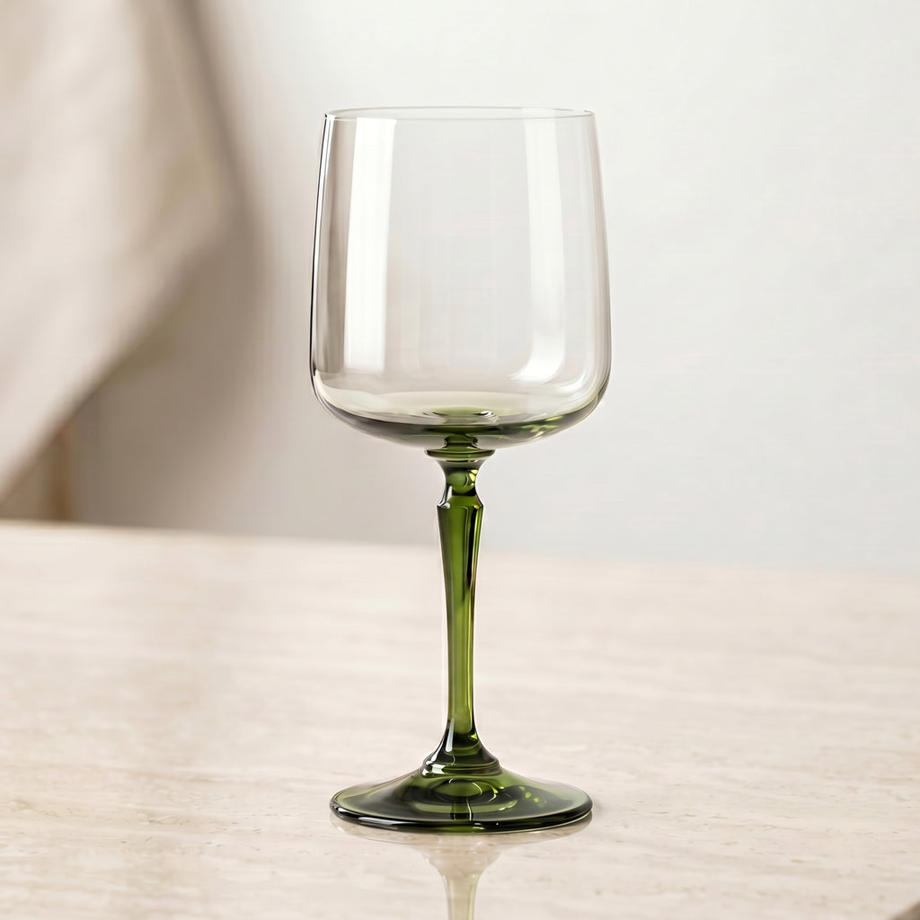 Wine Glasses with Green Stem, 360 ml
