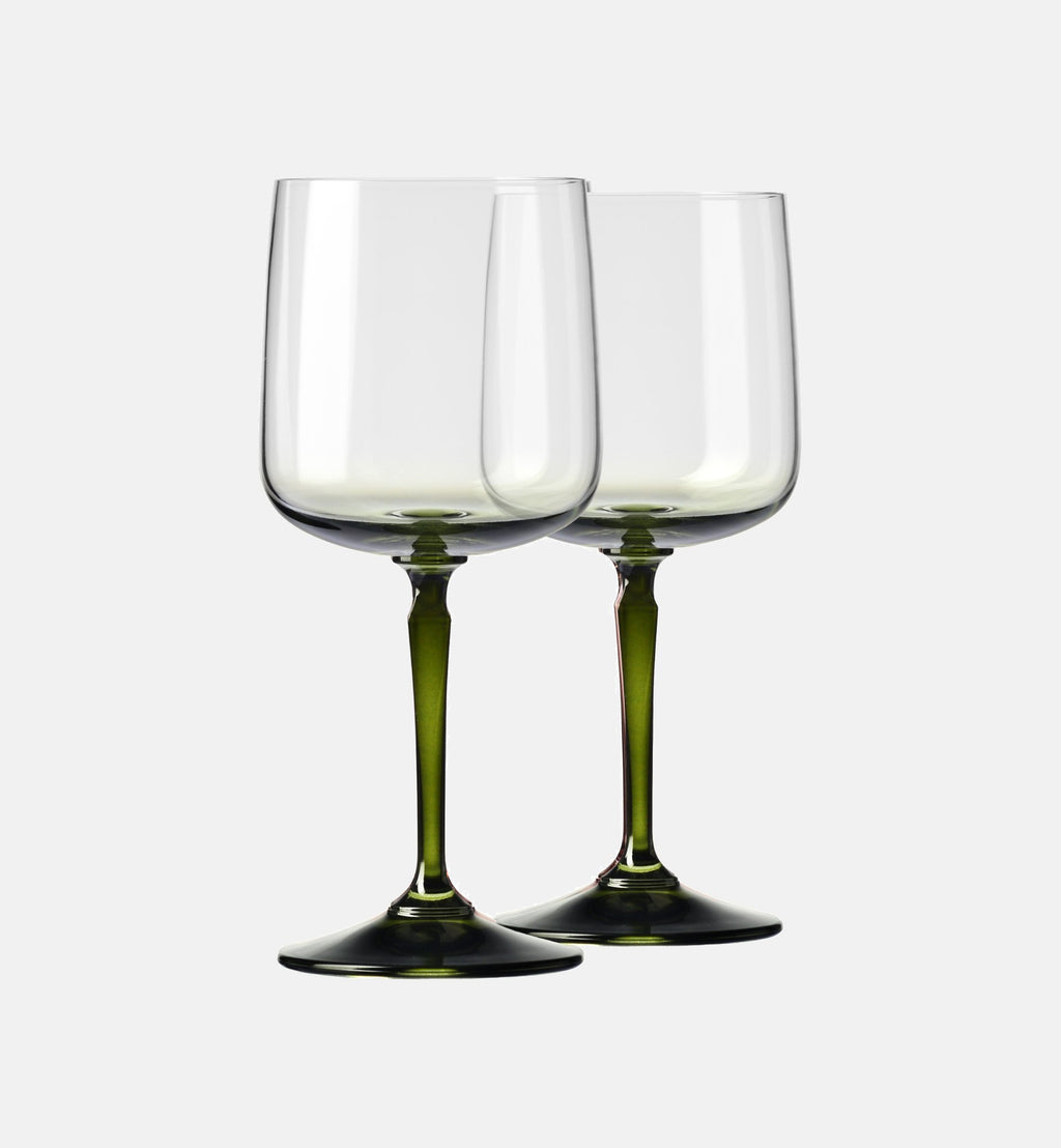 Wine Glasses with Green Stem, 360 ml