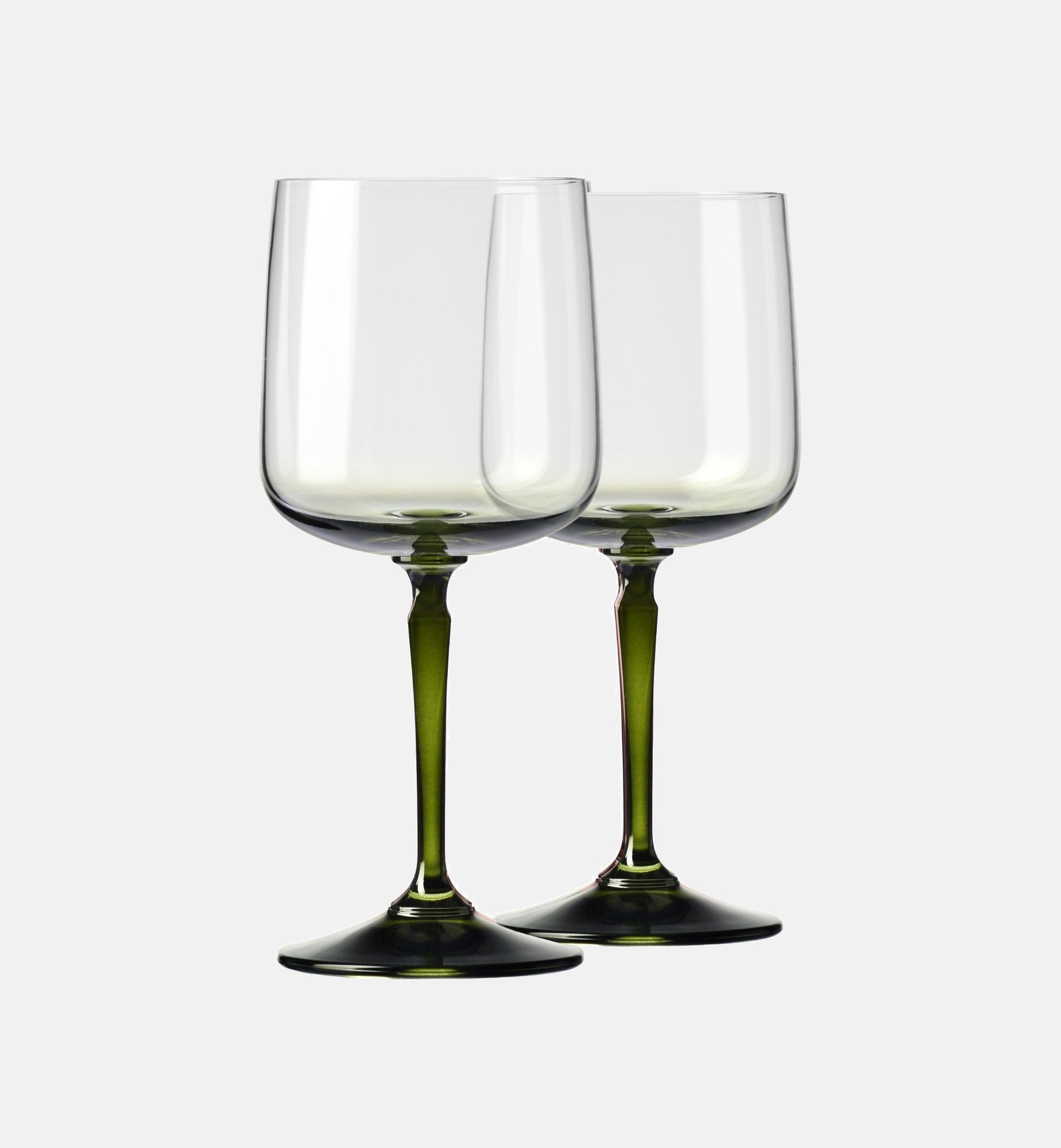 Wine Glasses with Green Stem, 360 ml