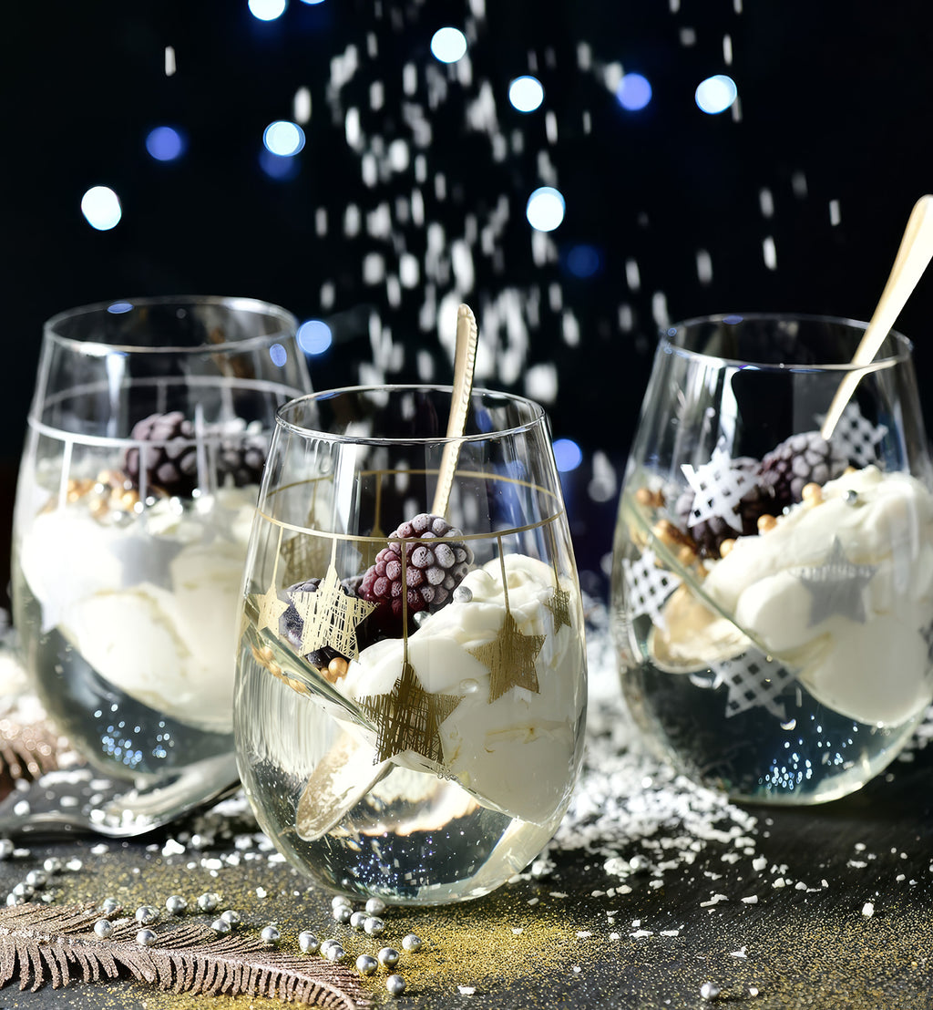 Szklanki STAR gwiazdki wiszące srebrne 500 ml