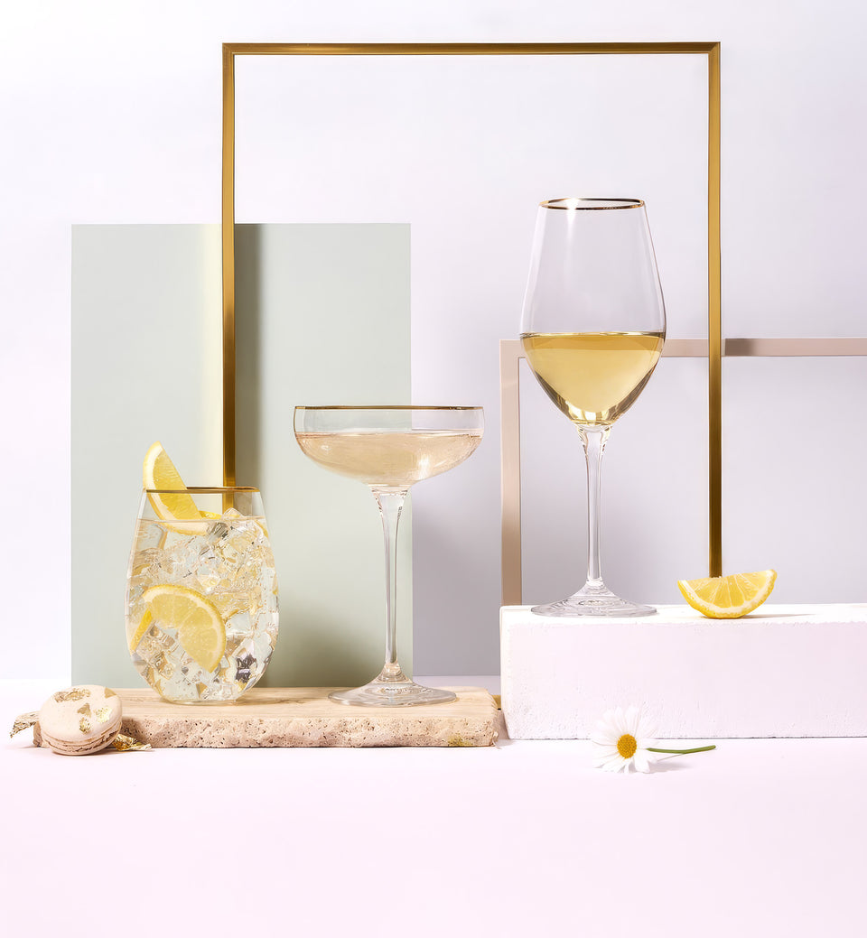 Harmony Wine or Drinks Glasses with Gold Band, 500 ml