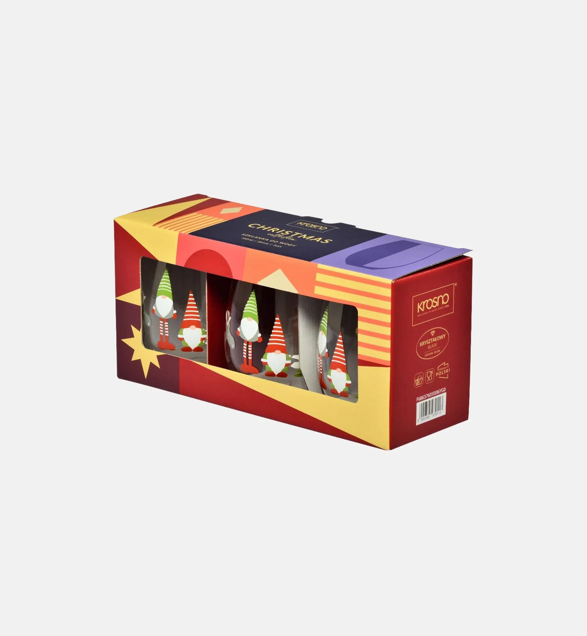 Świąteczne szklanki do wody CHRISTMAS COLLECTION Krasnale 550 ml