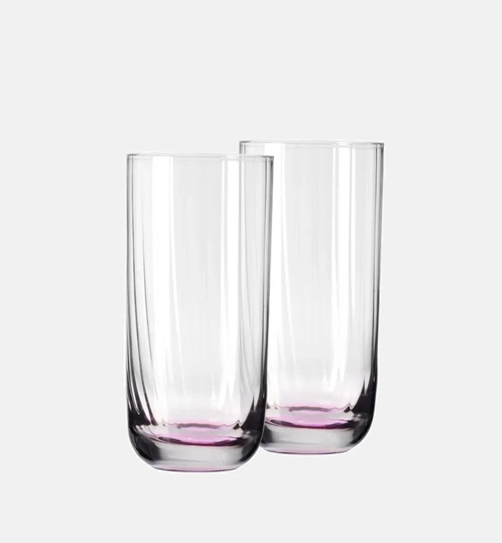 Wysokie ryflowane szklanki do wody Różowy 360 ml