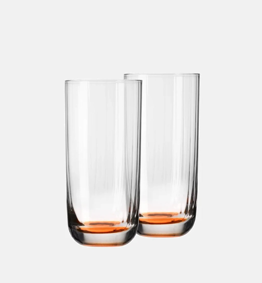 Wysokie ryflowane szklanki do wody Pomarańczowy 360 ml