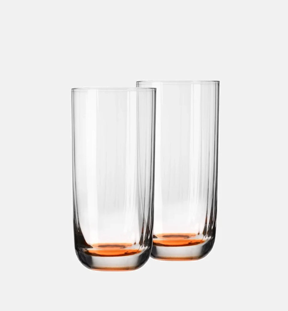 Wysokie ryflowane szklanki do wody Pomarańczowy 360 ml