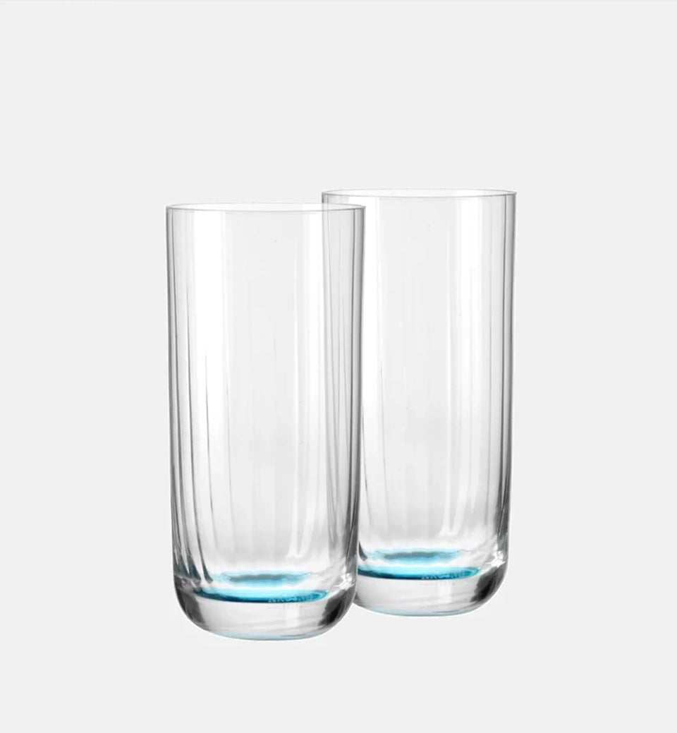 Wysokie ryflowane szklanki do wody Turkusowy 360 ml