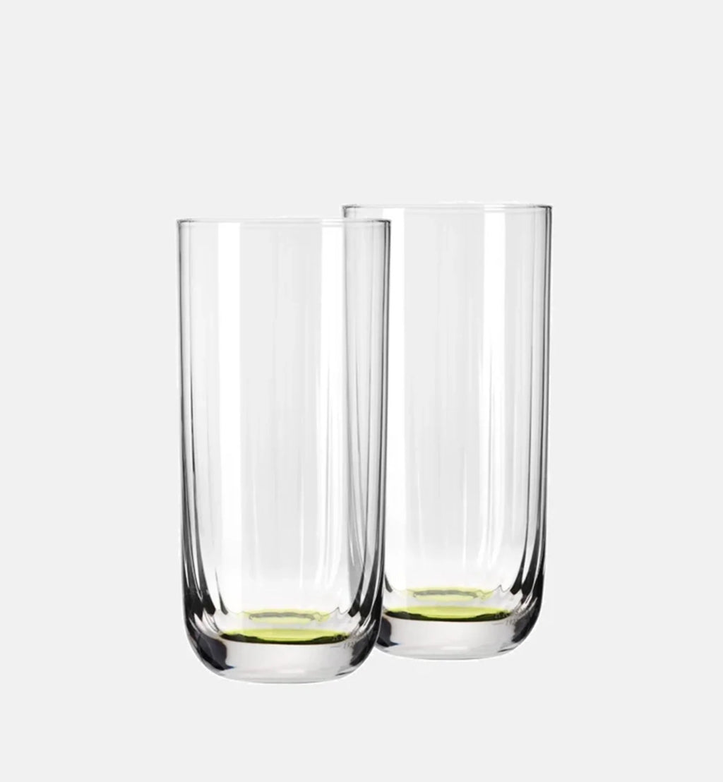 Wysokie ryflowane szklanki do wody Zielony 360 ml