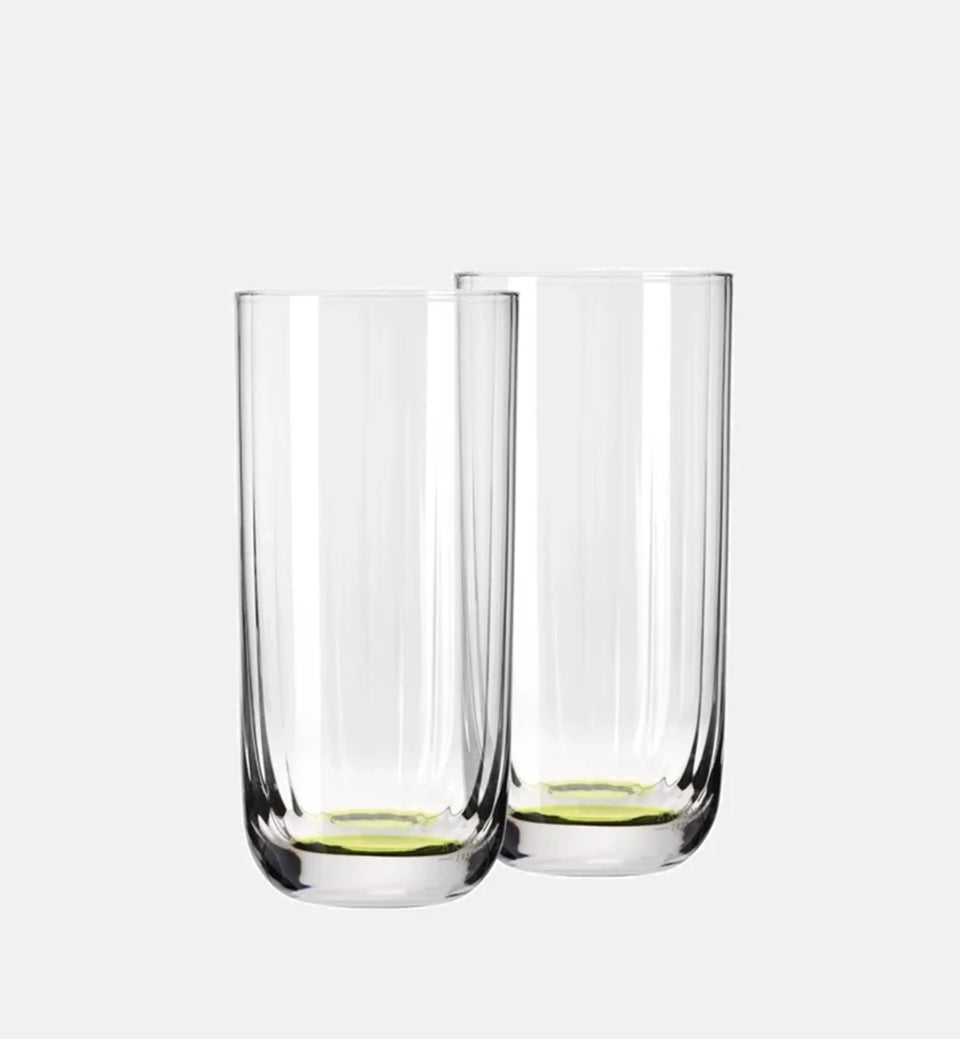 Wysokie ryflowane szklanki do wody Zielony 360 ml