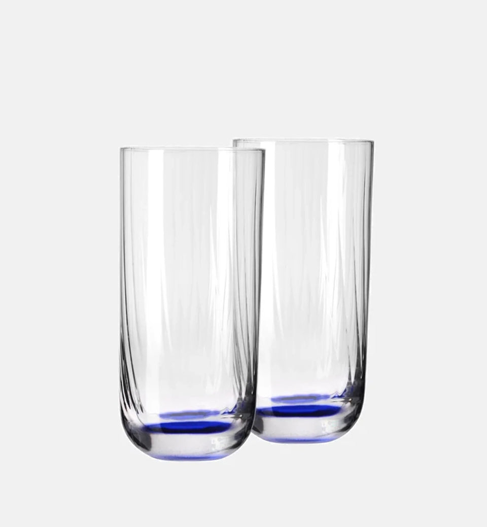 Wysokie ryflowane szklanki do wody Granatowy 360 ml
