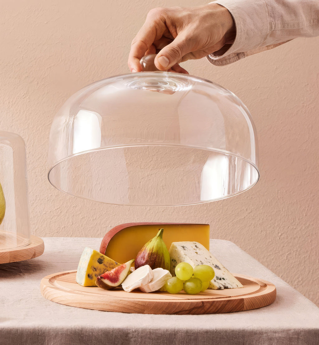 Cloche with wooden platter 28.5 cm