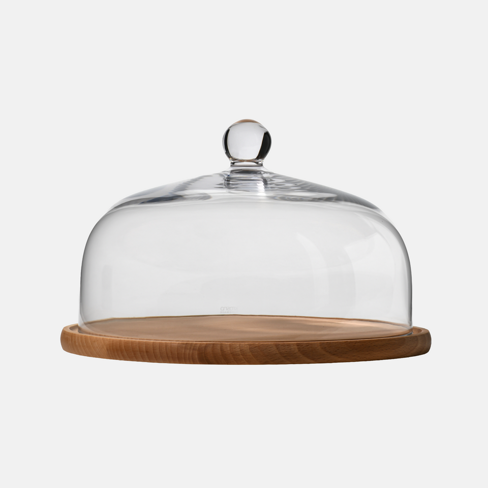 Cloche with Wooden Stand, 28.5 cm