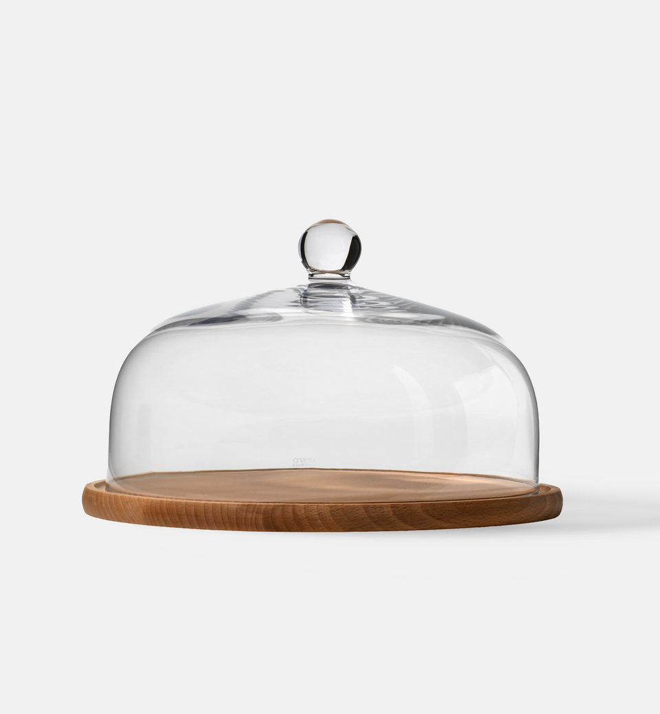 Cloche with Wooden Stand, 28.5 cm