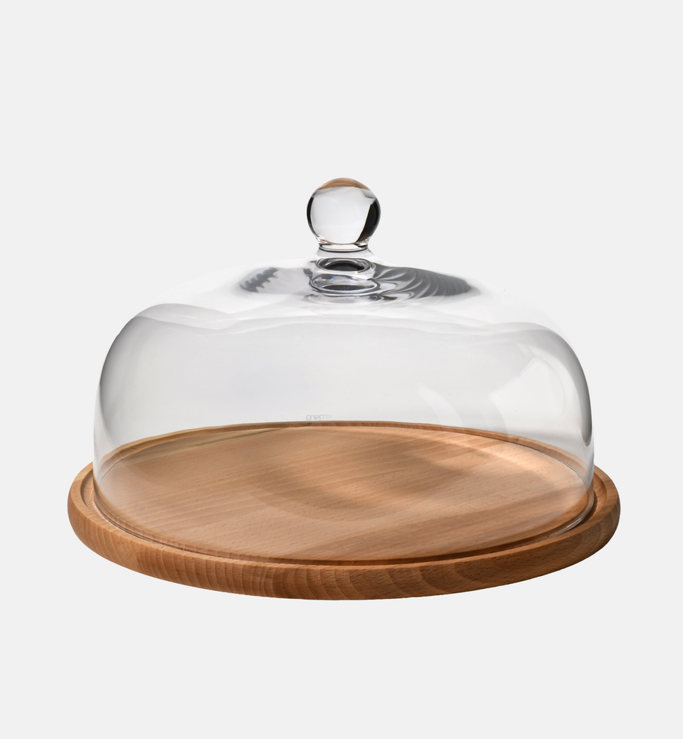 Cloche with Wooden Stand, 28.5 cm
